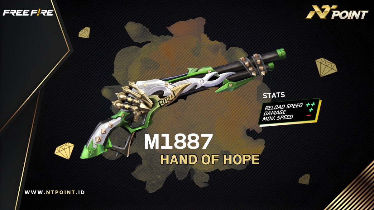M1887 Hand of Hope Free Fire Hadir Dengan Skin Mythic Dan Diskon Harian 2026