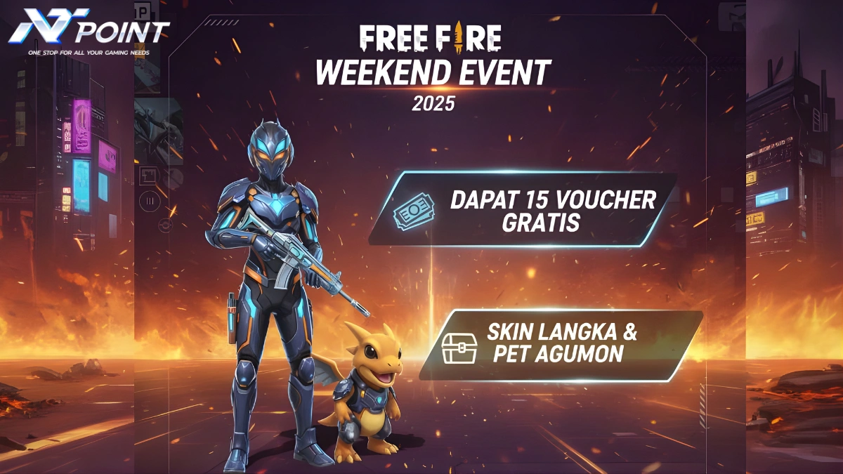 Skin Pet Agumon FF Resmi Hadir - Kolaborasi Digimon Paling Keren Bareng NTPOINT